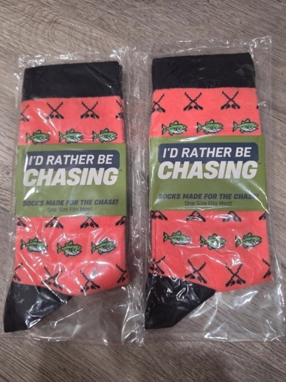 I'd rather be chasing fishing themed socks set of 2. New giftable